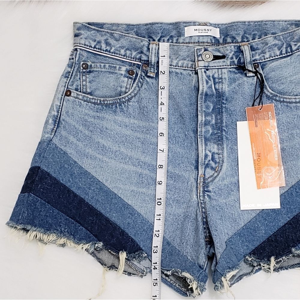 Moussy Vintage MV High Rise Patchwork Gratiot Denim Shorts Size 29 NWT - Picture 15 of 16